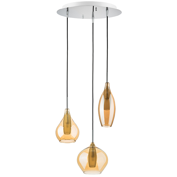 803053 Подвес PENTOLA 3х25W G9 ХРОМ/ЯНТАРЬ