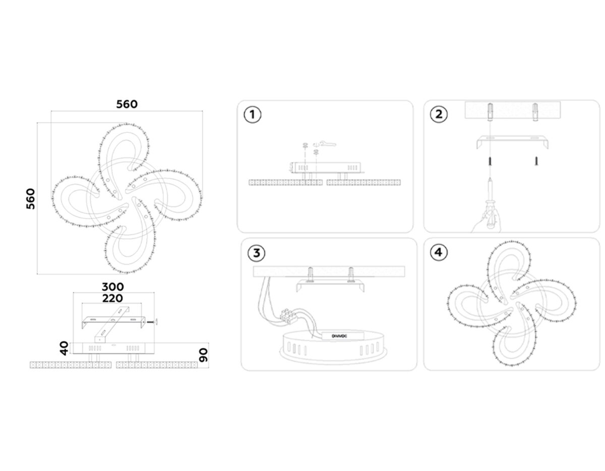 FA1702/4 WH/CH белый/хром 121W 3000K-6400K 560*560*90 (ПДУ РАДИО 2.4G) — изображение 8