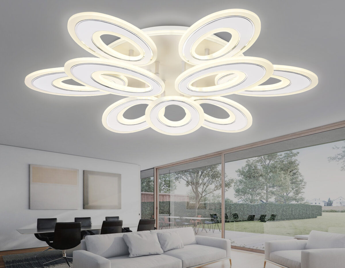 FA8933/6+3 WH/CH белый/хром 255W 3000K-6400K 740*660*120 (ПДУ РАДИО 2.4G) — изображение 2