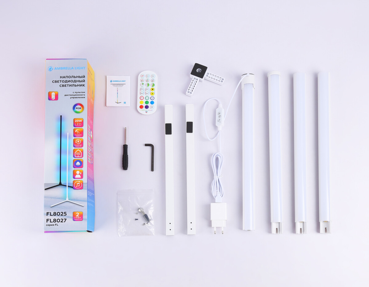 в наличии FL8025 WH белый LED 20W RGB D32*1650 (ПДУ РАДИО 2.4G) - купить в интернет-магазине Светильники Торг