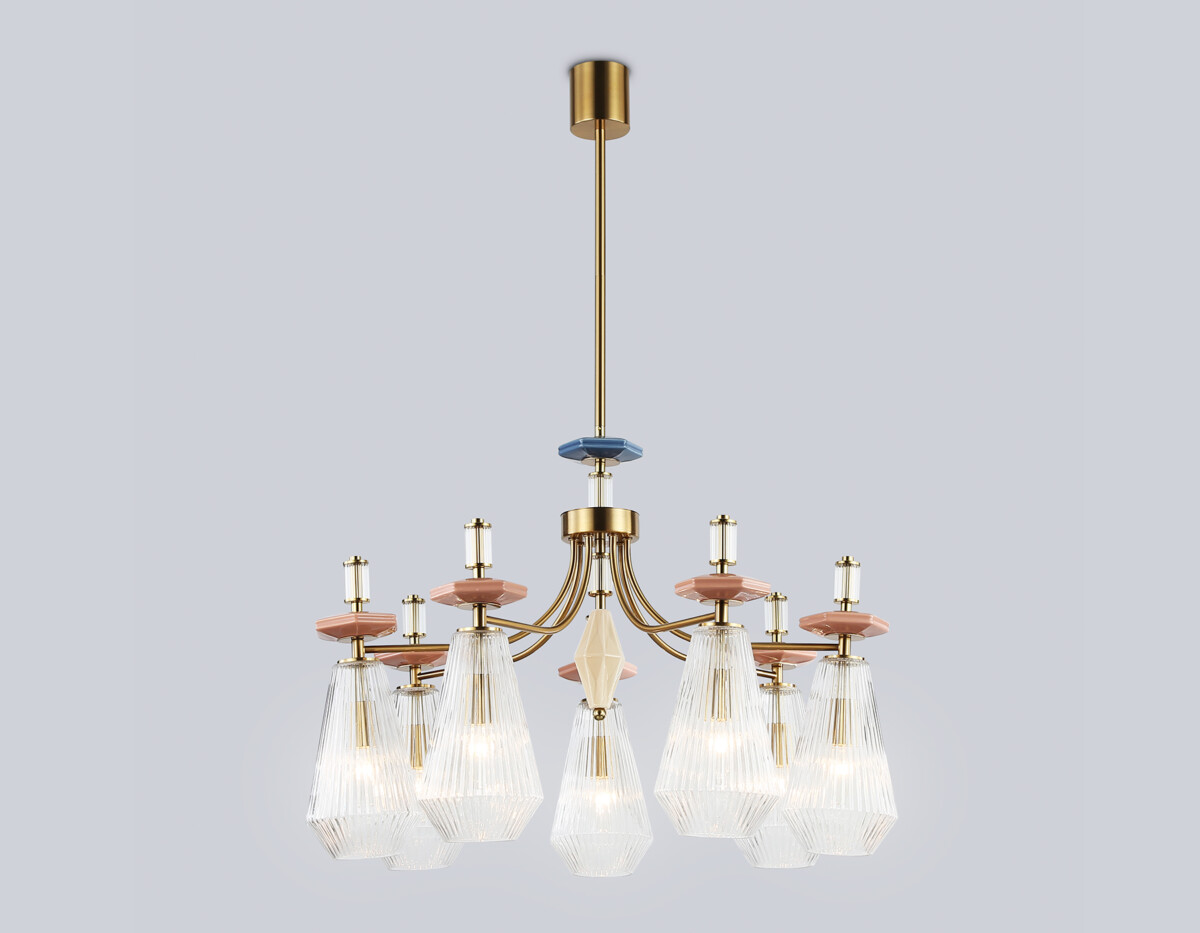 LH53184/7 BS/CL латунь/прозрачный E14*7 max 40W D750*1010 — изображение 2