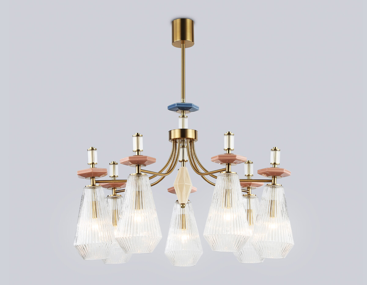 LH53184/7 BS/CL латунь/прозрачный E14*7 max 40W D750*1010 — изображение 3