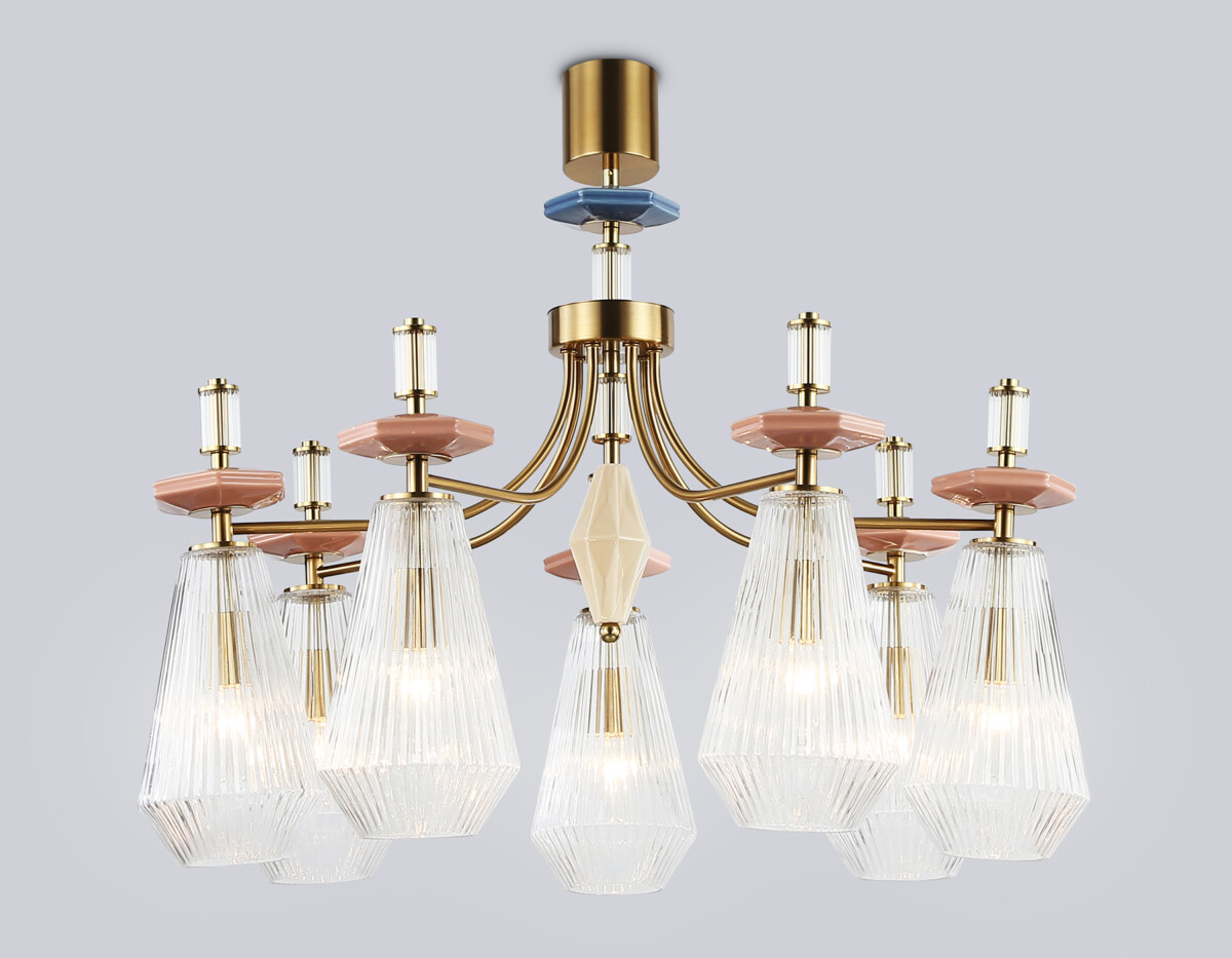 LH53184/7 BS/CL латунь/прозрачный E14*7 max 40W D750*1010 — изображение 4