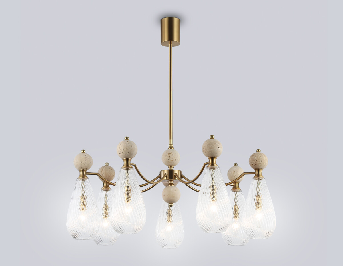 LH53287/7 BS/CL латунь/прозрачный E14*7 max 40W D815*900 — изображение 2