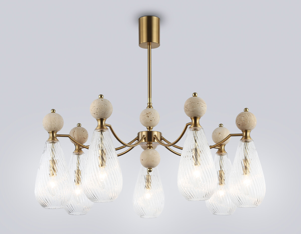 LH53287/7 BS/CL латунь/прозрачный E14*7 max 40W D815*900 — изображение 3