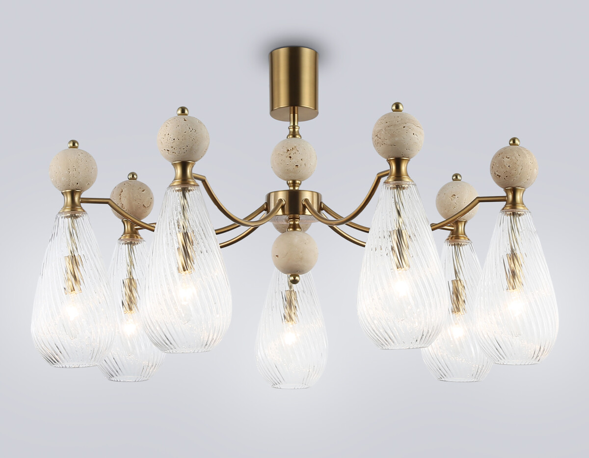 LH53287/7 BS/CL латунь/прозрачный E14*7 max 40W D815*900 — изображение 4