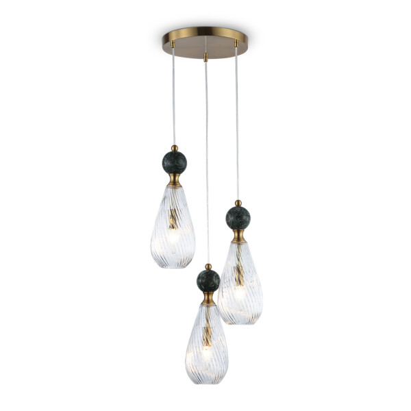 LH53290/3 BS/CL латунь/прозрачный E14*3 max 40W D335*2150