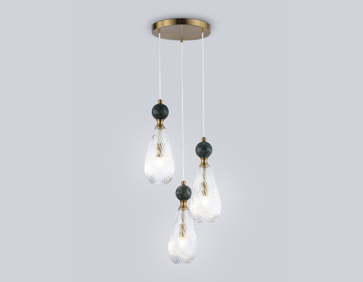 LH53290/3 BS/CL латунь/прозрачный E14*3 max 40W D335*2150 — изображение 2