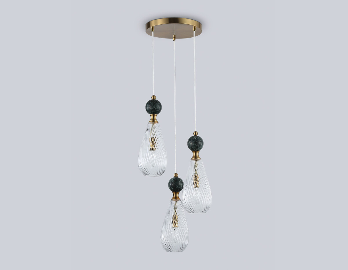 LH53290/3 BS/CL латунь/прозрачный E14*3 max 40W D335*2150 — изображение 3