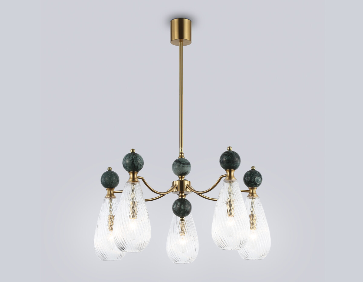 LH53292/5 BS/CL латунь/прозрачный E14*5 max 40W D675*900 — изображение 2