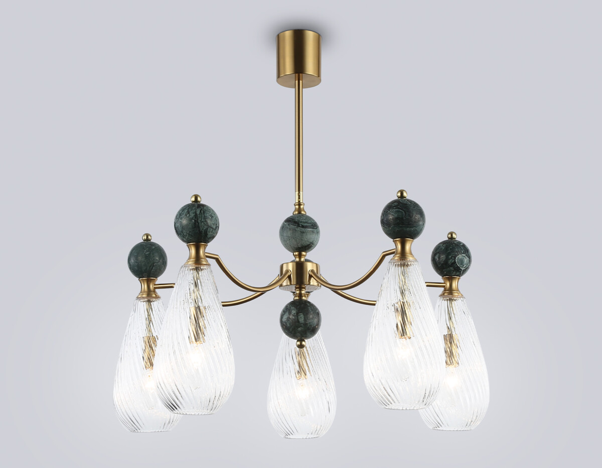 LH53292/5 BS/CL латунь/прозрачный E14*5 max 40W D675*900 — изображение 3