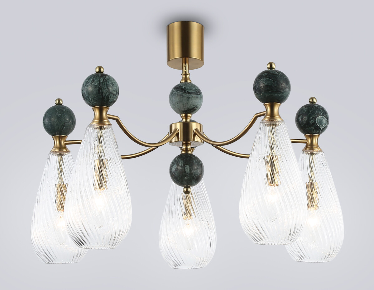 LH53292/5 BS/CL латунь/прозрачный E14*5 max 40W D675*900 — изображение 4