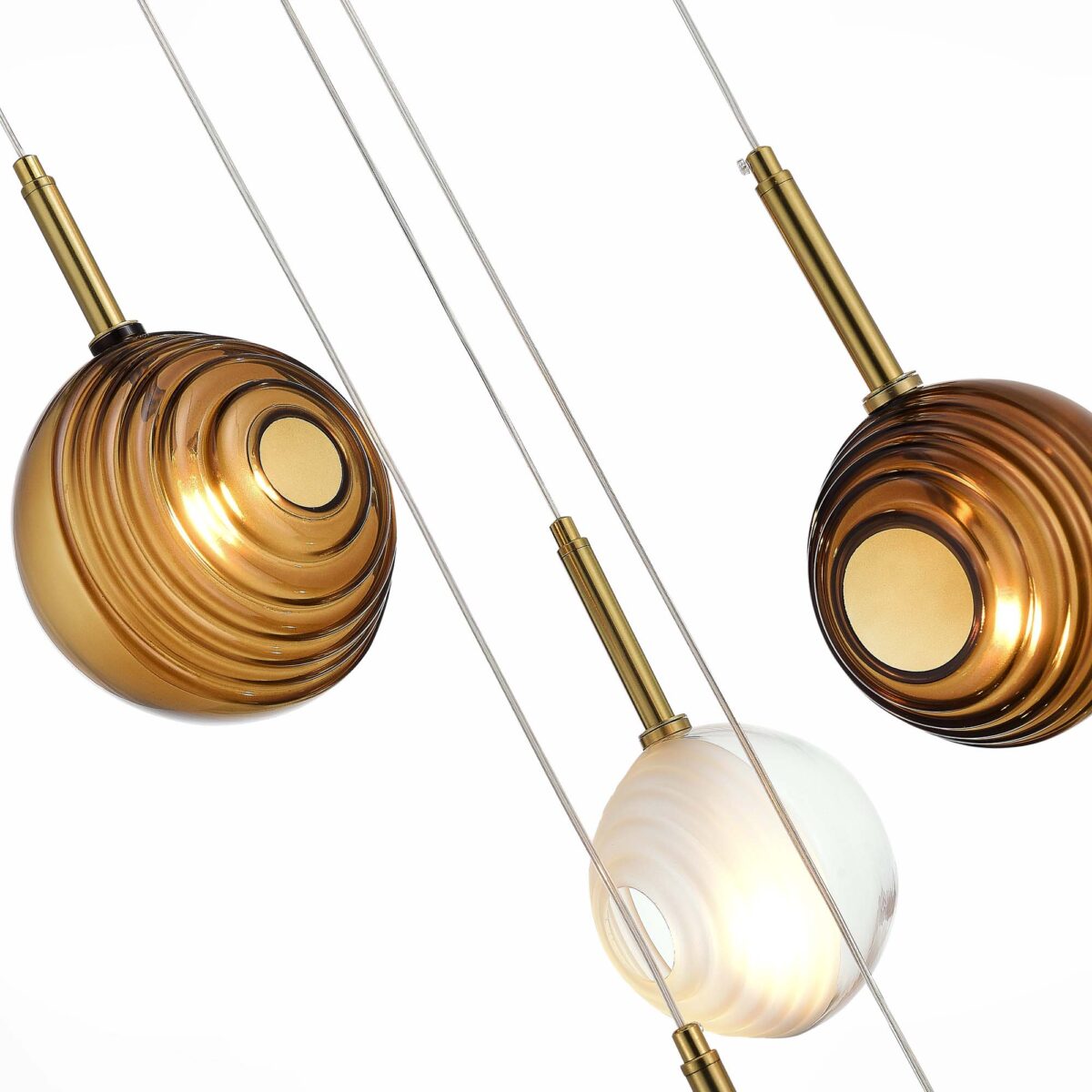 SL1183.543.06 Светильник подвесной ST-Luce Латунь/Черный, Белый G4 6*5W ФОЛИНЬО — изображение 3