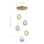 SL1193.303.05 Светильник подвесной ST-Luce Латунь/Янтарный,Дымчатый,Голубой LED 5*10W 3000K САММЕР — изображение 4