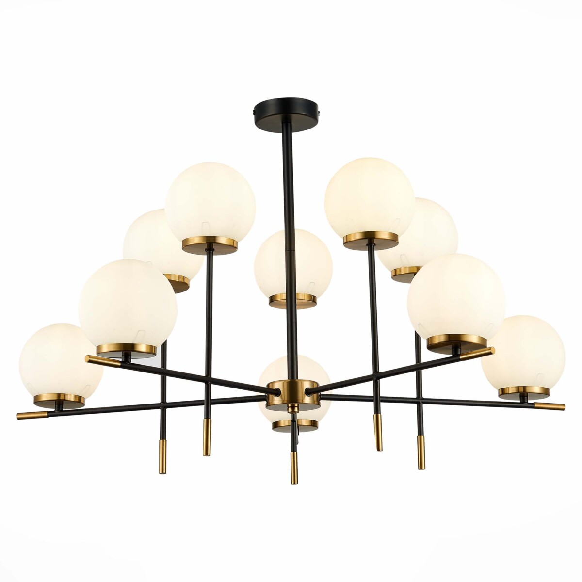 SL1203.402.10 Люстра потолочная ST-Luce Черный, Латунь/Белый E27 10*60W ЛИМАНО — изображение 1