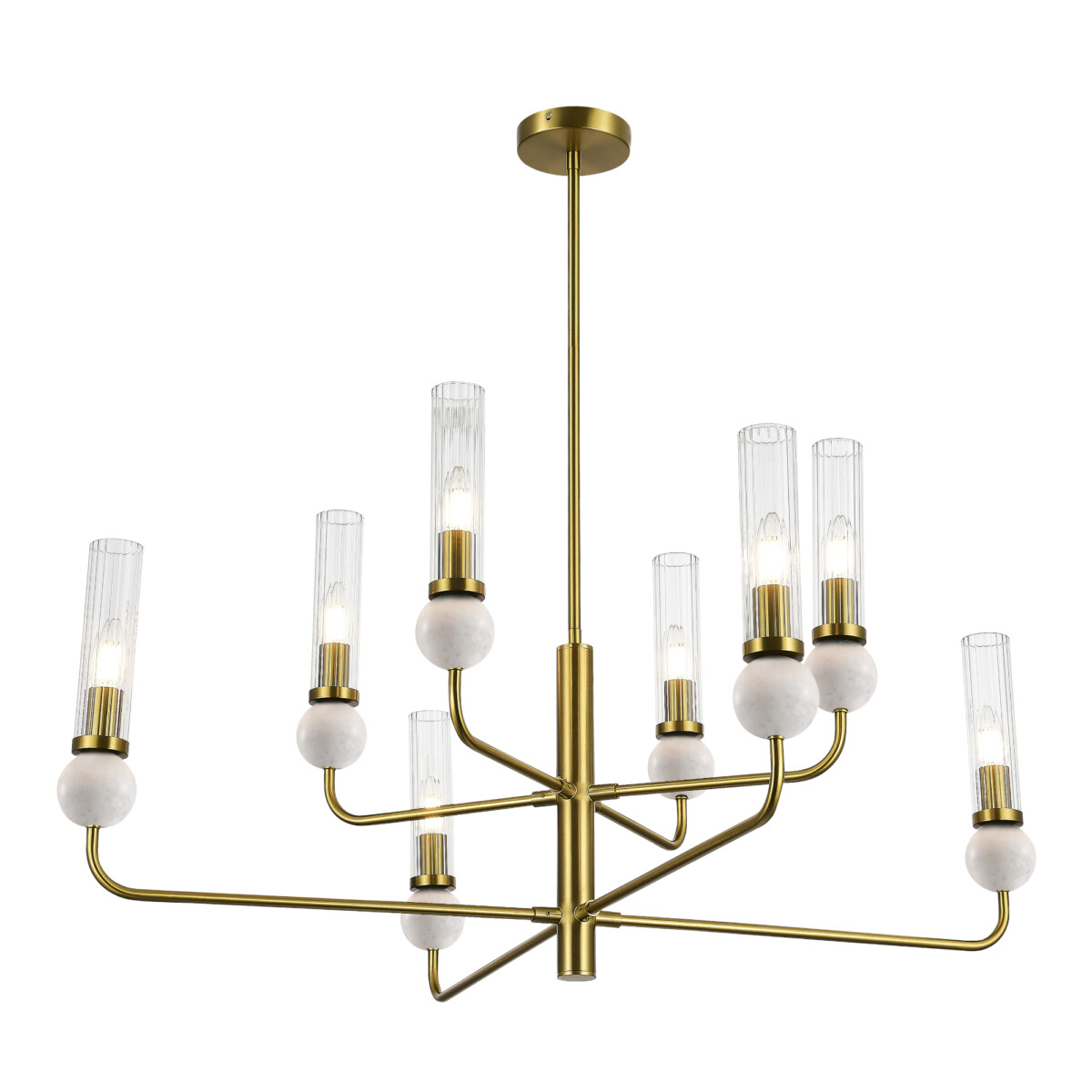 в наличии SL1244.303.08 Светильник подвесной ST-Luce латунь/прозрачный E14 8*40W МЕДЕА - купить в интернет-магазине Светильники Торг