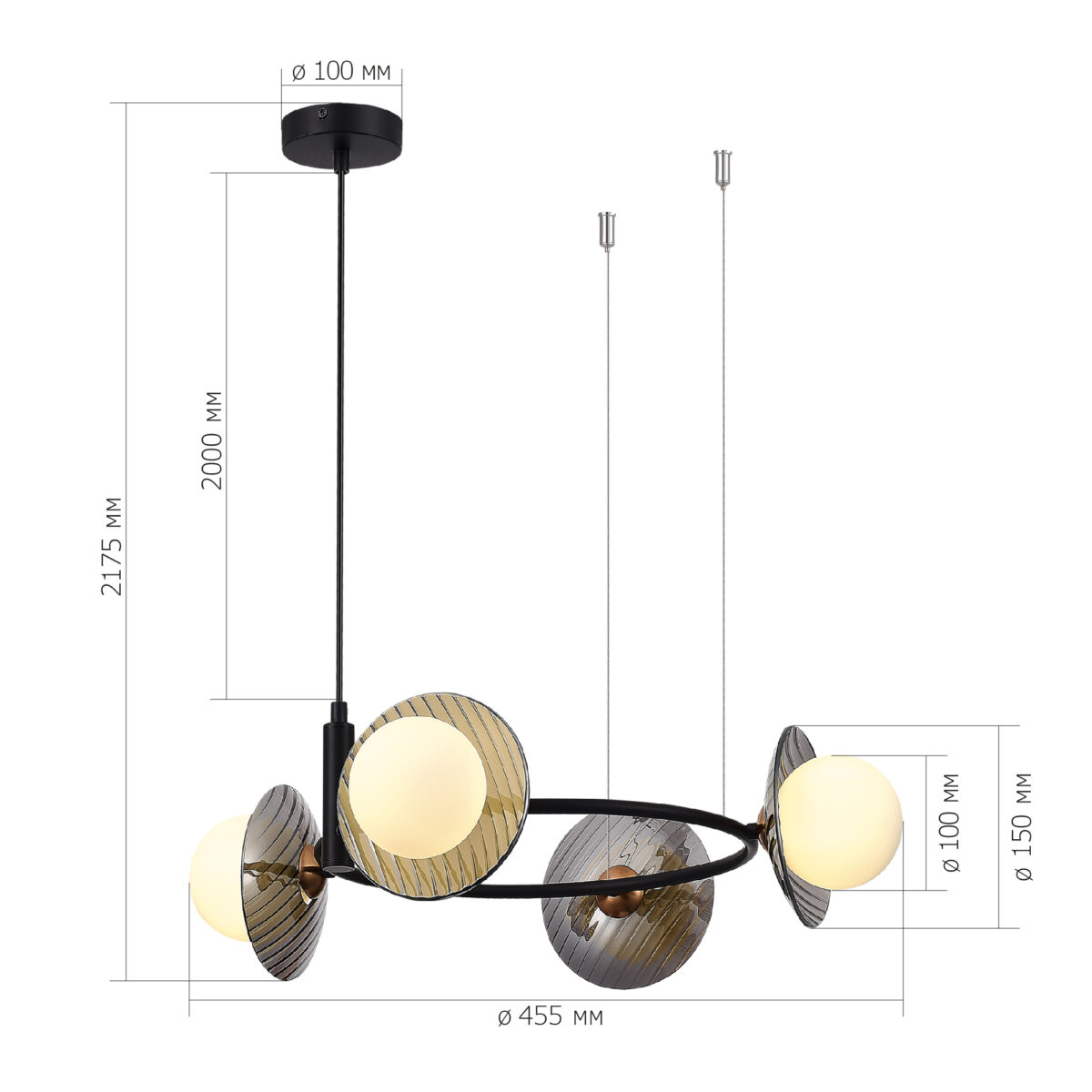 SL1521.403.04 Светильник подвесной ST-Luce Черный/Дымчатый, Белый G9 4*5W 4000K НУН — изображение 4