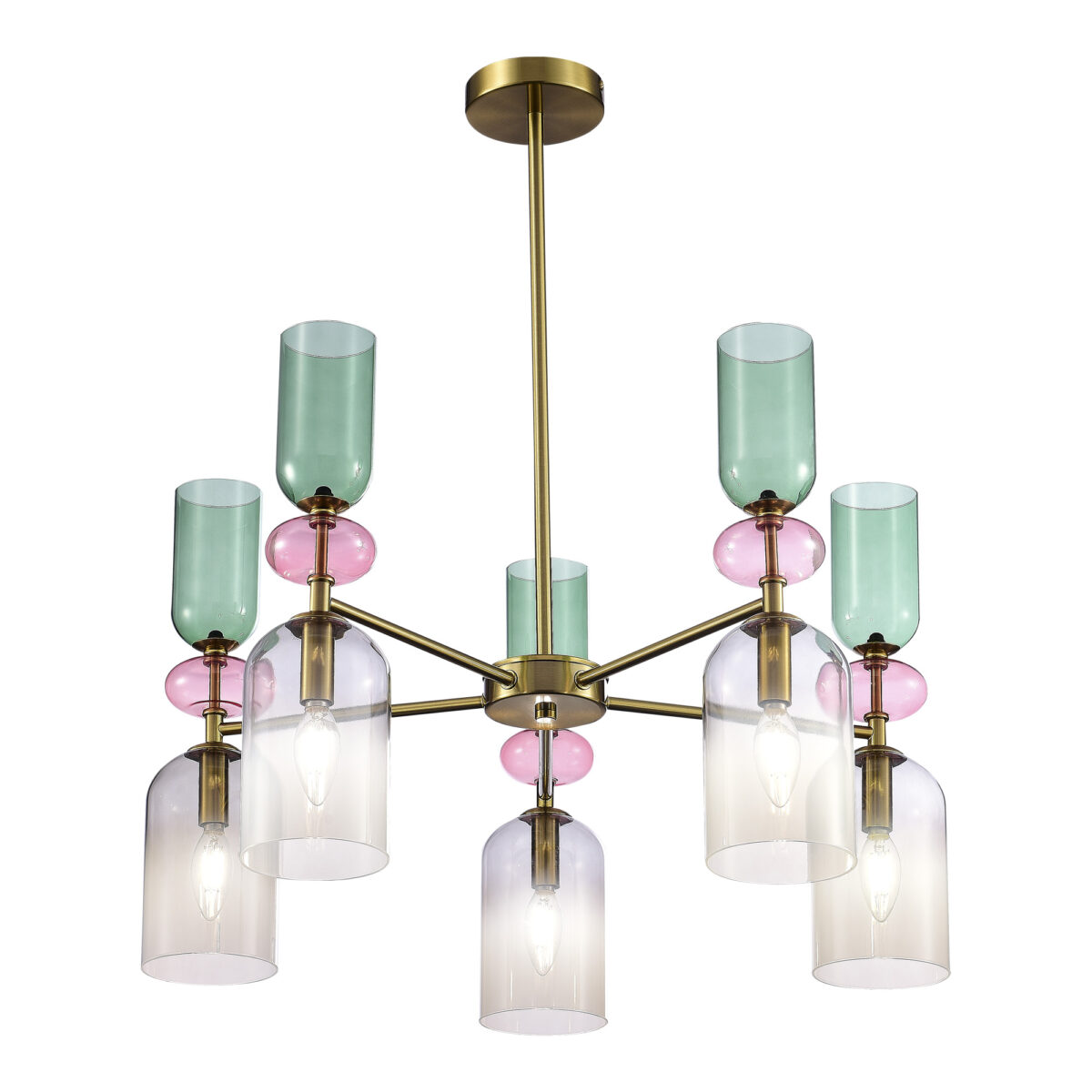 SL2000.202.05 Люстра потолочная ST-Luce Золотистый/Дымчатый E14 5*40W ДЖЕА — изображение 3