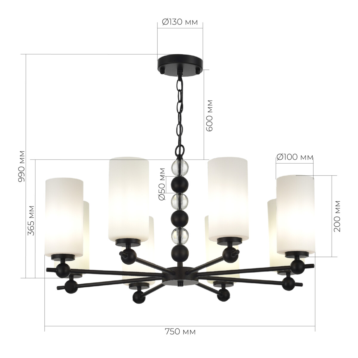 в наличии SL2003.403.08 Люстра подвесная ST-Luce черный/белый E27 8*40W АВРОРА - купить в интернет-магазине Светильники Торг