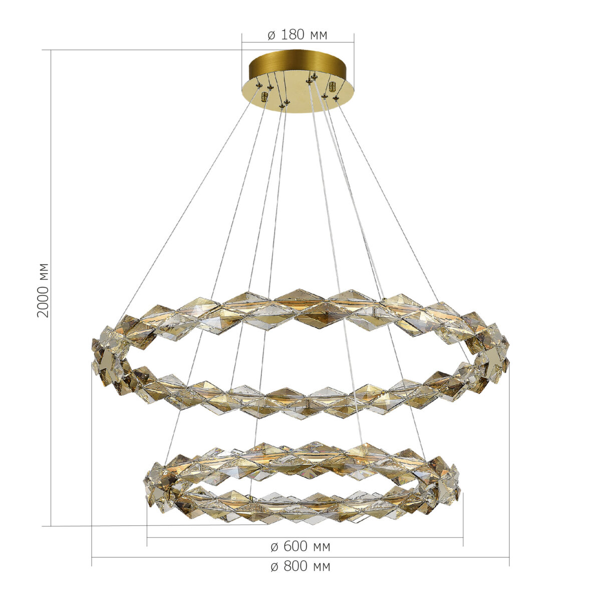 SL6009.203.02 Люстра подвесная ST-Luce Золотистый/Прозрачный,Янтарный LED 1*45W 3000K ДИАМАНТА — изображение 4