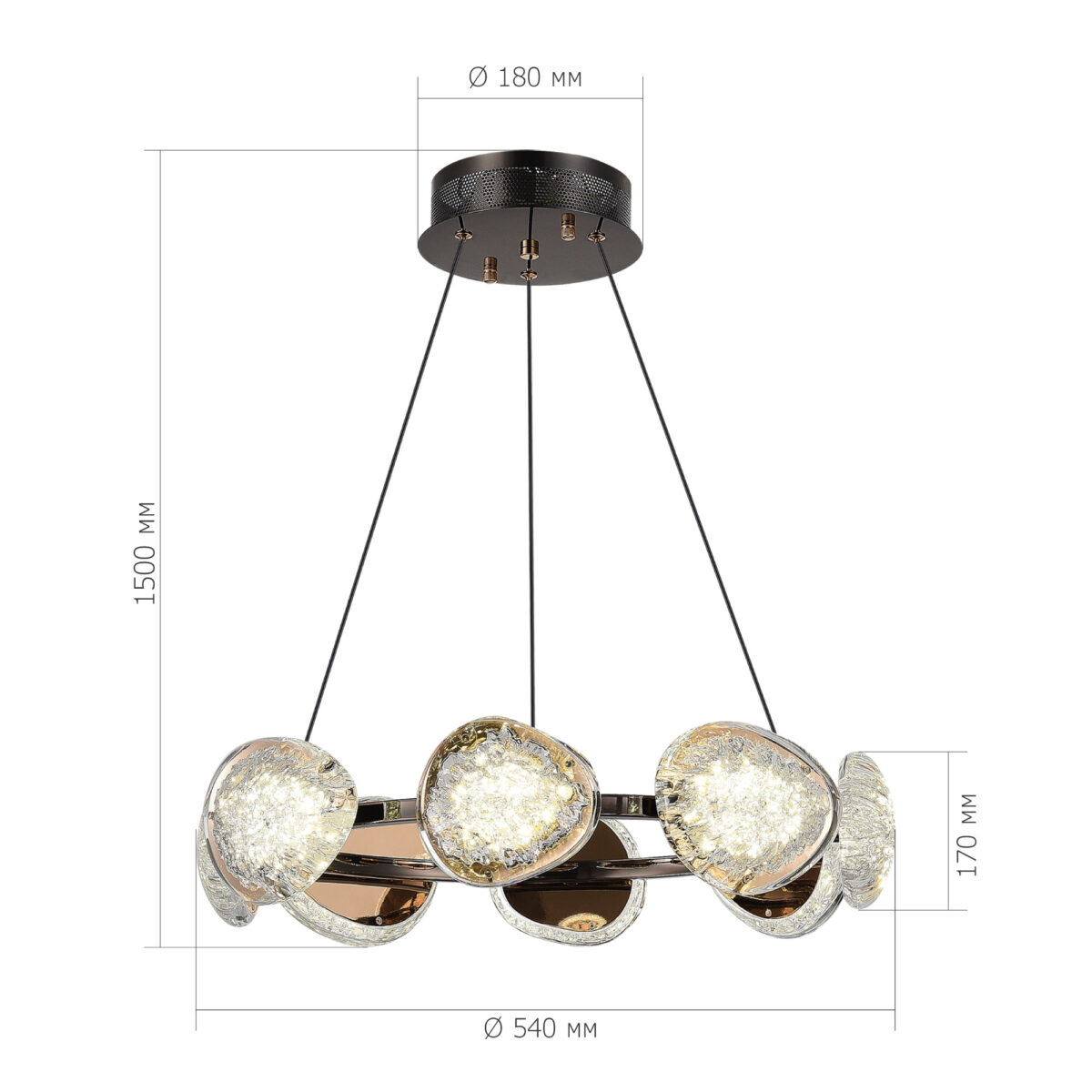 SL6018.203.64 Светильник подвесной ST-Luce черный/ золотистый / прозрачный LED 1*64W 4000K МИСТЕРИ — изображение 4