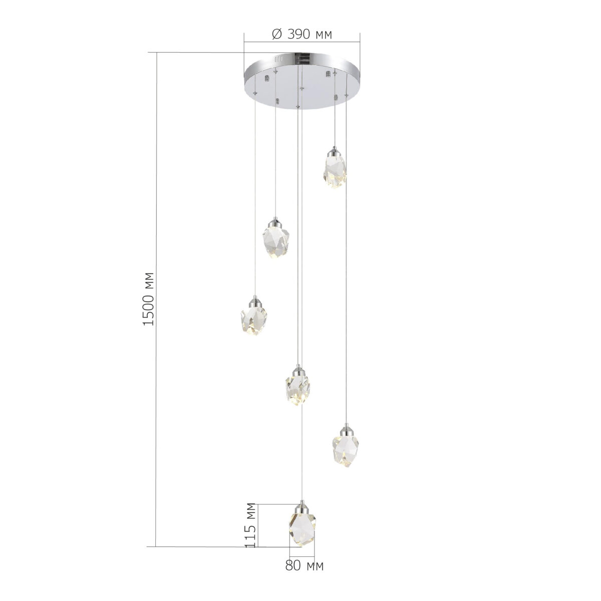 SL6114.103.06 Светильник подвесной ST-Luce Хром/Прозрачный LED 6*3W 3000K КАСКАТО — изображение 4