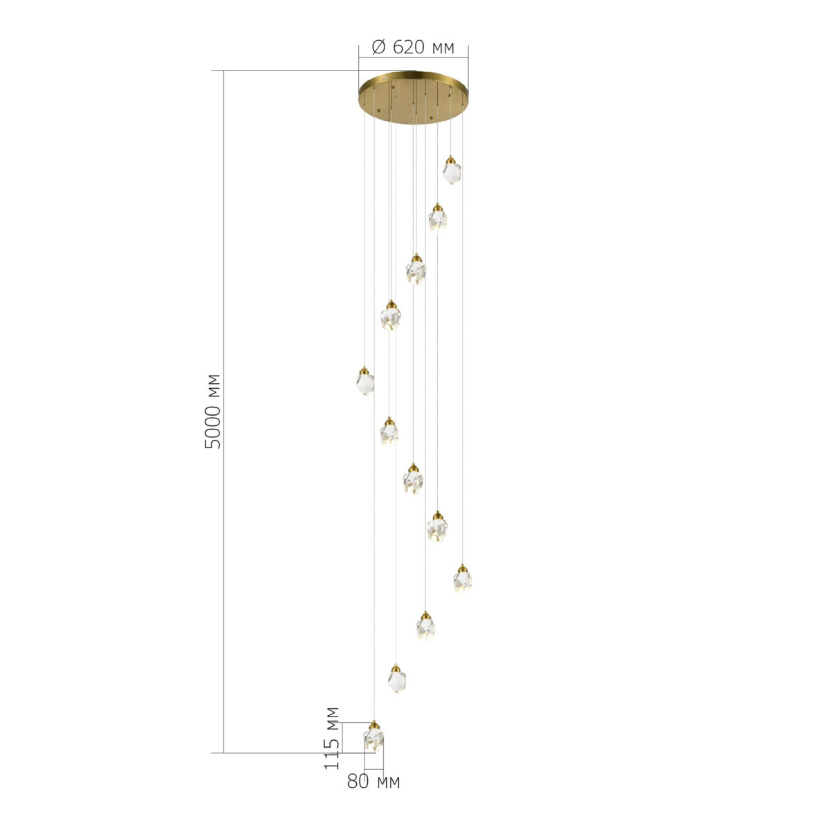 SL6114.203.12 Светильник подвесной ST-Luce Золотистый/Прозрачный LED 12*3W 3000K КАСКАТО — изображение 3