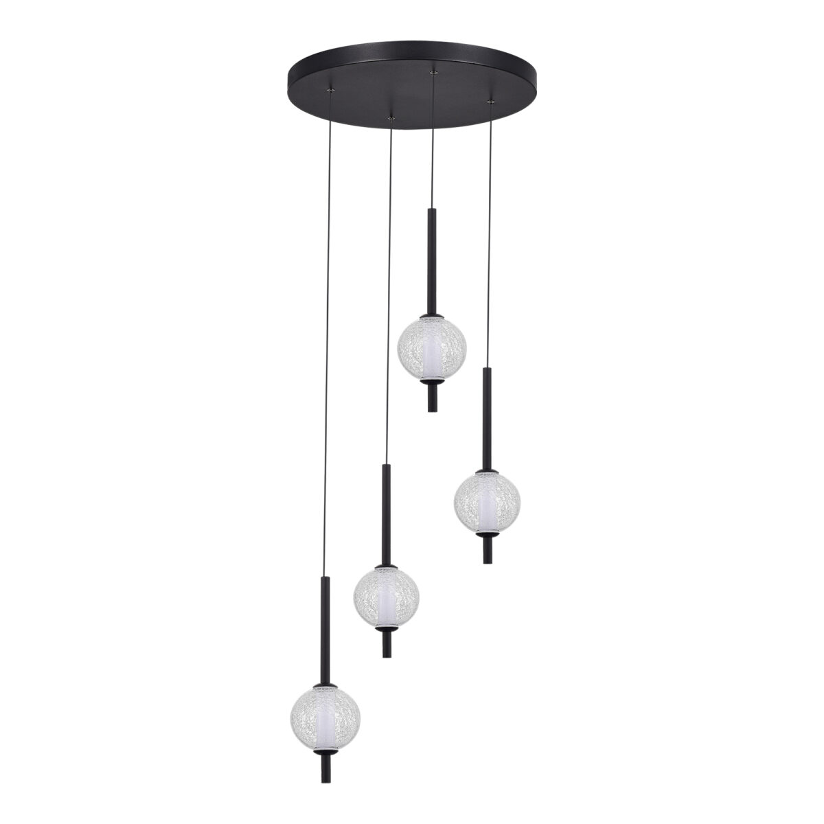 SL6120.403.04 Светильник подвесной ST-Luce Черный/Прозрачное кракелированное стекло LED 4*8,5W 3000K ПИК — изображение 2