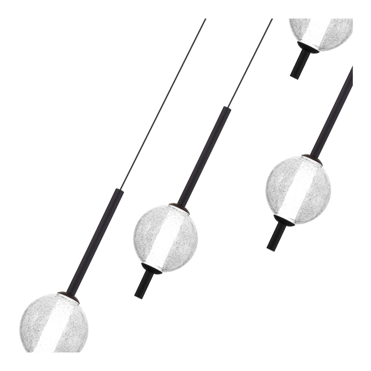 SL6120.403.04 Светильник подвесной ST-Luce Черный/Прозрачное кракелированное стекло LED 4*8,5W 3000K ПИК — изображение 3