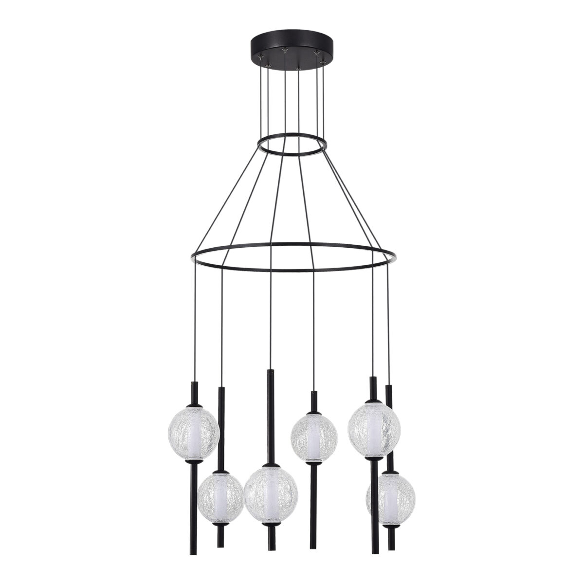 SL6120.403.06 Светильник подвесной ST-Luce Черный/Прозрачное кракелированное стекло LED 6*8,5W 3000K ПИК — изображение 2