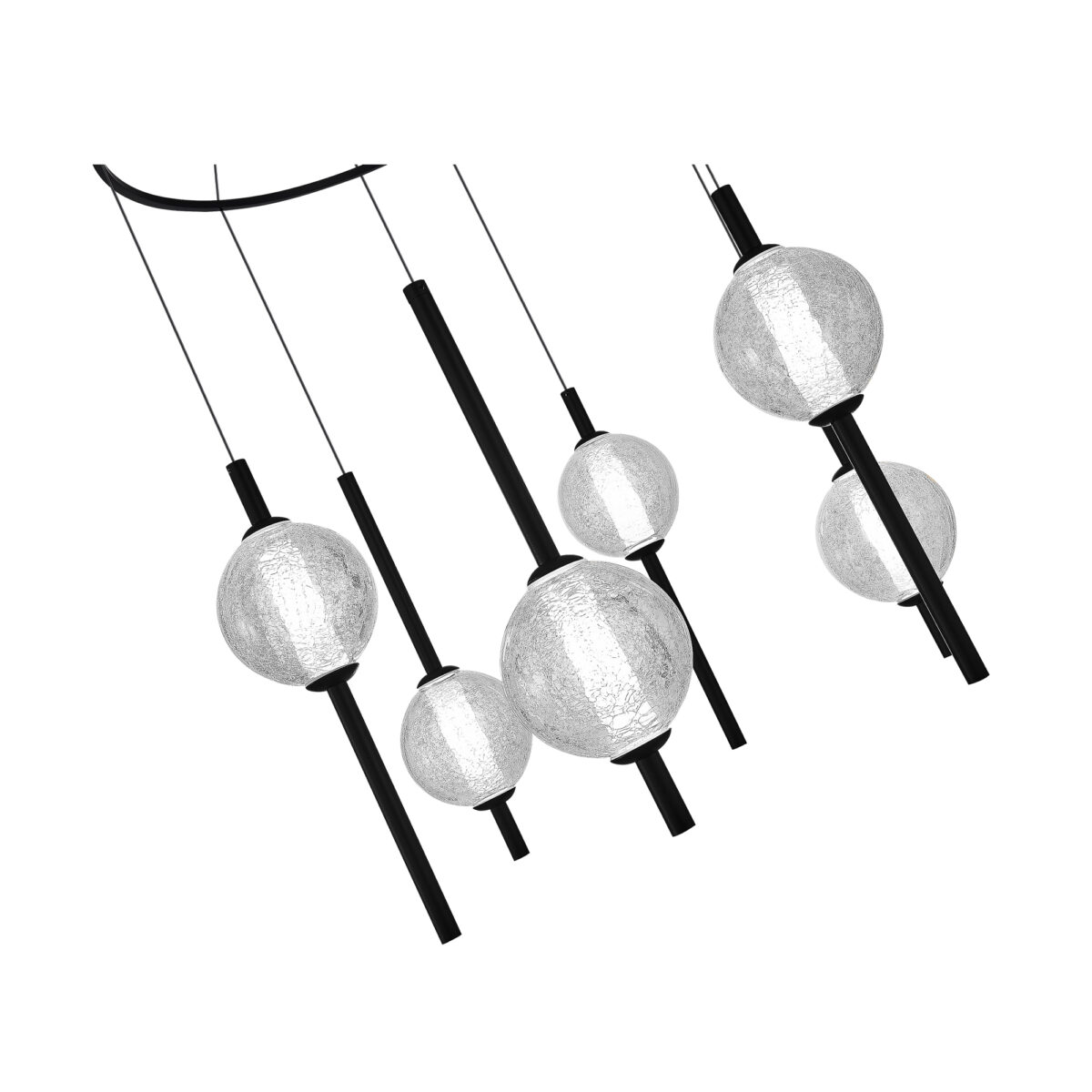 SL6120.403.06 Светильник подвесной ST-Luce Черный/Прозрачное кракелированное стекло LED 6*8,5W 3000K ПИК — изображение 3