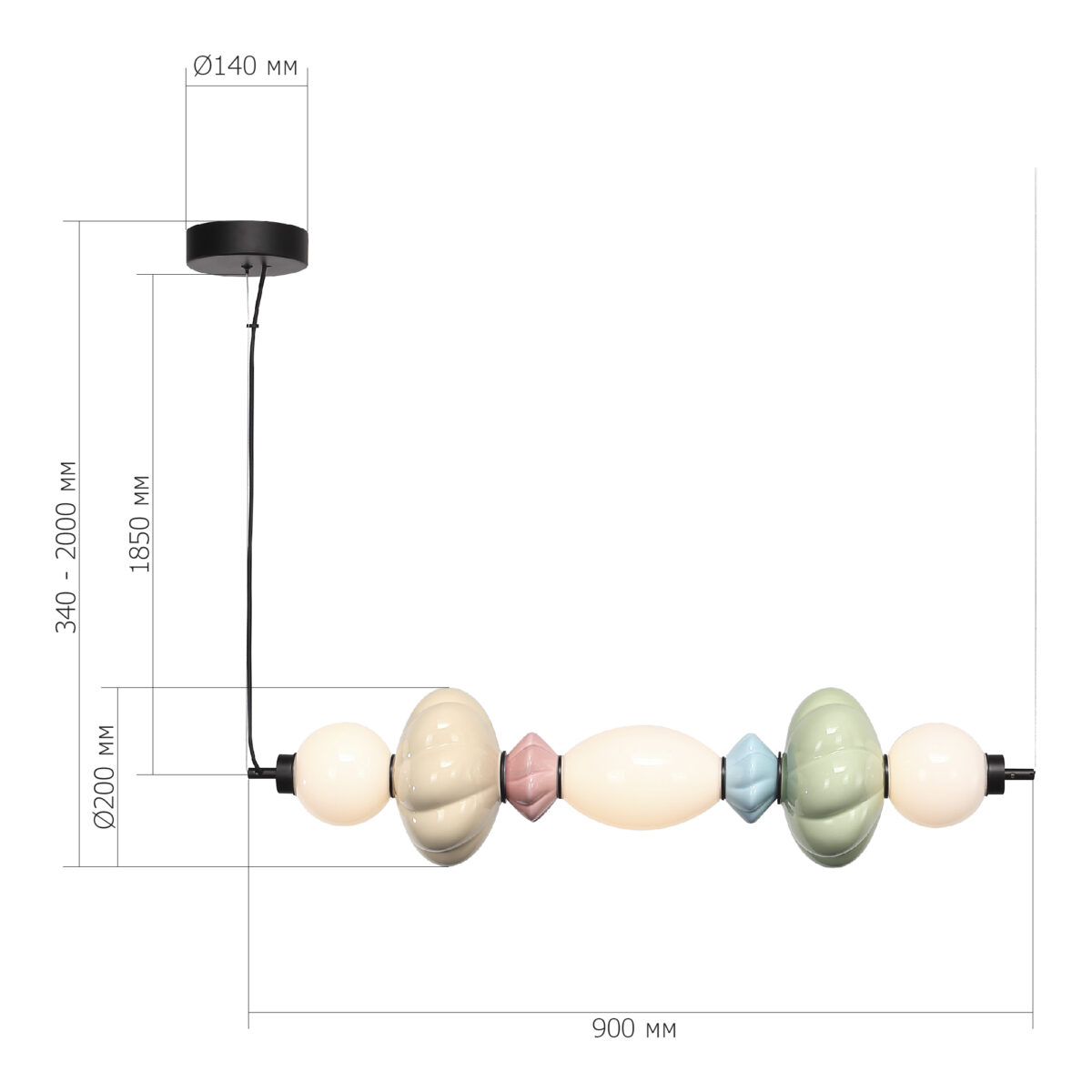 SL6134.443.01 Светильник подвесной ST-Luce черный/зеленый, розовый, желтый, синий, опаловый LED 1*24 ФЛОРЕНТИНИ — изображение 6