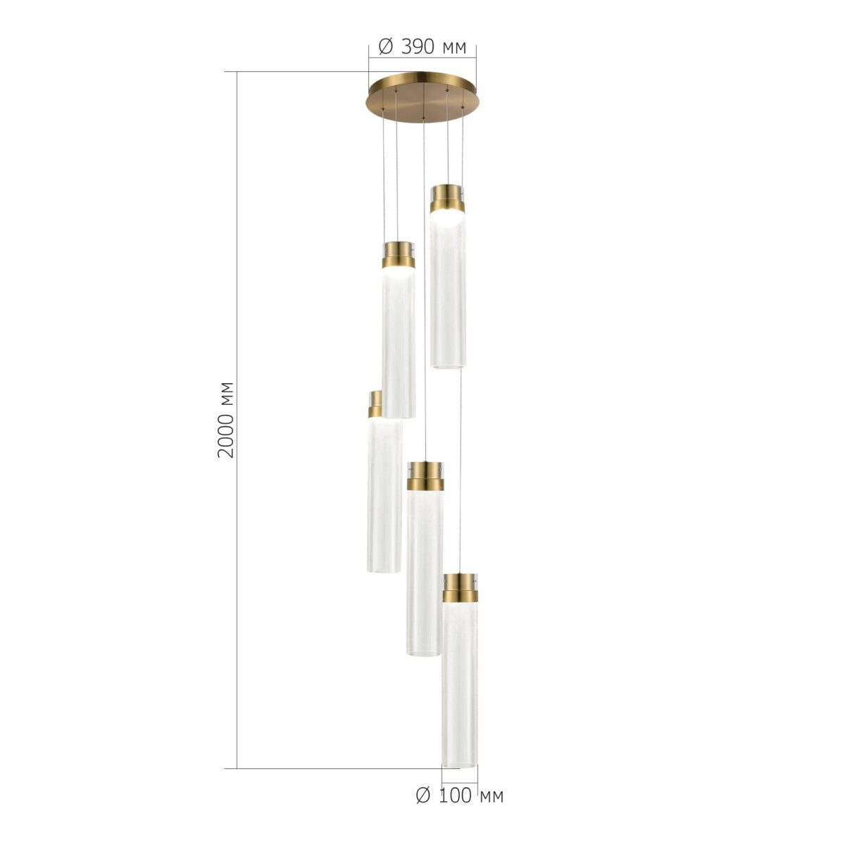 SL6236.303.05 Светильник подвесной ST-Luce Латунь/Прозрачный LED 5*12W 4000K ШАМПАНЬ — изображение 4