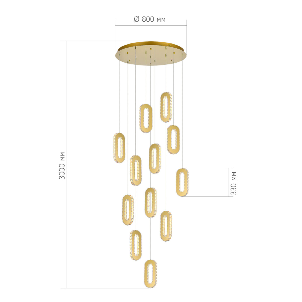SL6506.203.12 Светильник подвесной ST-Luce Золотистый/Золотистый, Прозрачный LED 12*9W 3000K ЛУНГО — изображение 4