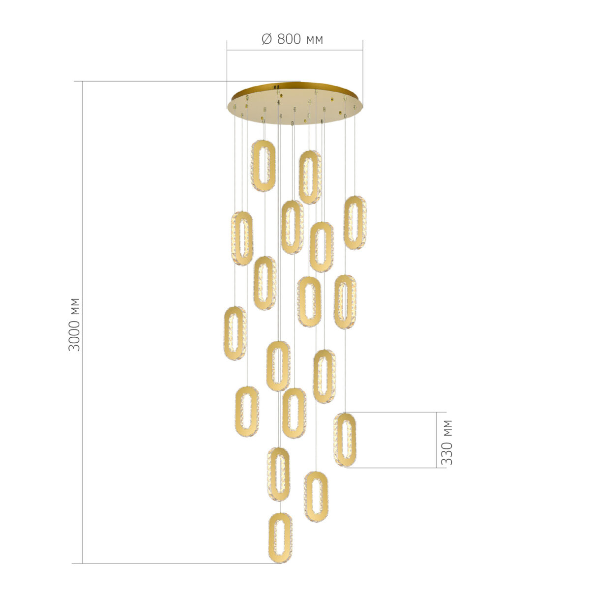 SL6506.203.18 Светильник подвесной ST-Luce Золотистый/Золотистый, Прозрачный LED 18*9W 3000K ЛУНГО — изображение 4