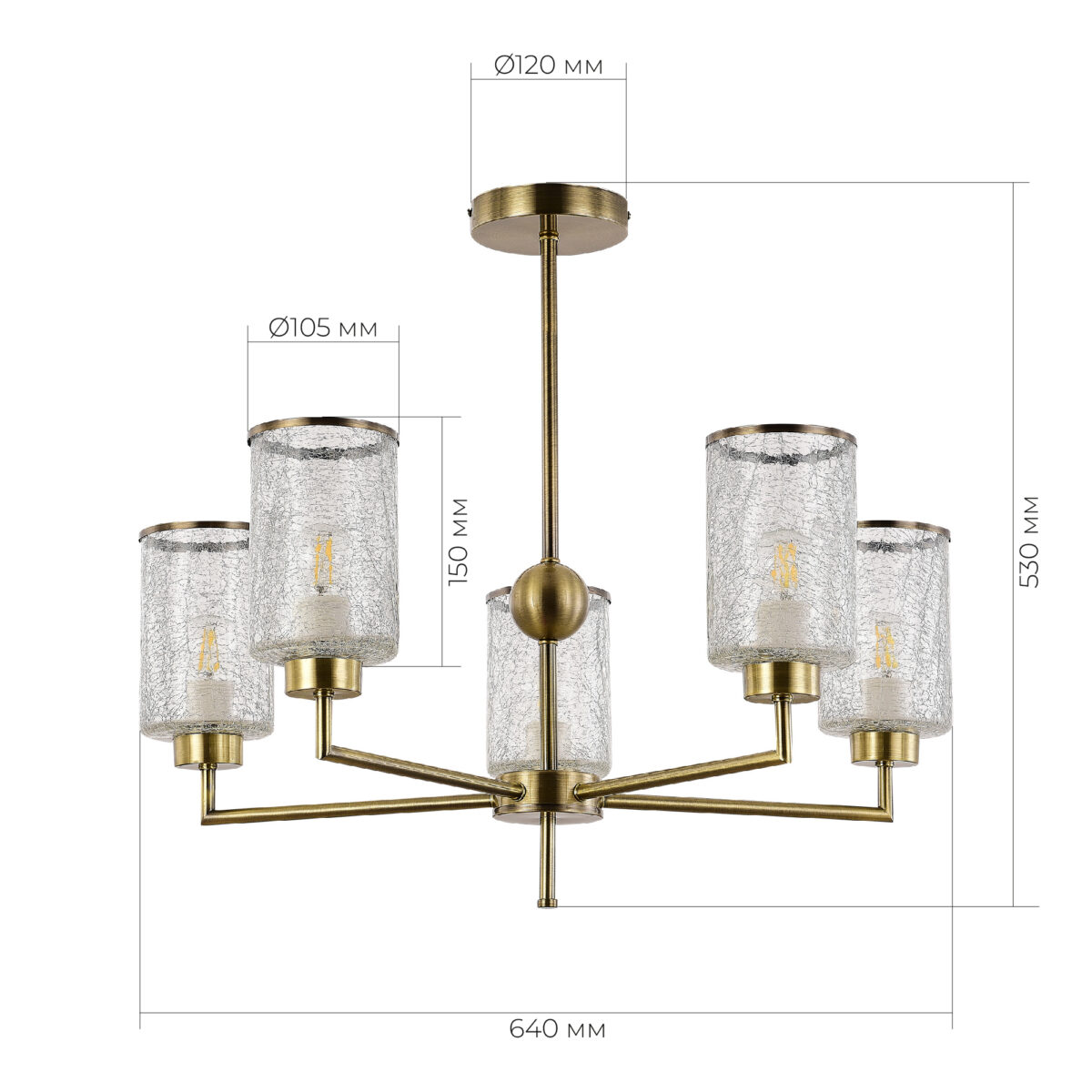 SLE1046-302-05 Светильник потолочный Бронза/Прозрачный E27 5*60W ВЕСТРЕ — изображение 4