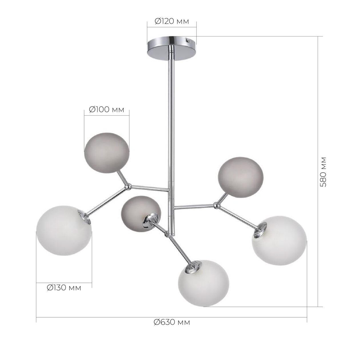 SLE1107-103-06 Светильник подвесной Хром/Белый, Серый G9 LED 6*5W 4000K МАЛЬТЕ — изображение 4