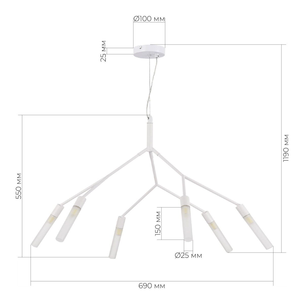 SLE1129-503-06 Светильник подвесной Белый/Белый G9 6*5W КАЙТО — изображение 4
