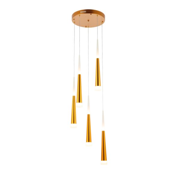 SLE200103-05 Светильник подвесной Золотистый/Золотистый, Белый LED 5*7W 3000K ОРПЕЛО