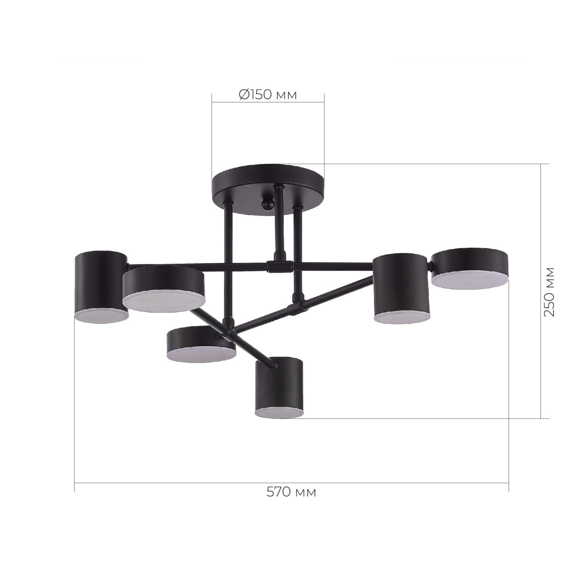 SLE201042-06 Светильник потолочный Черный/Черный LED 6*7W 4000K НОБЕЛЬ — изображение 9