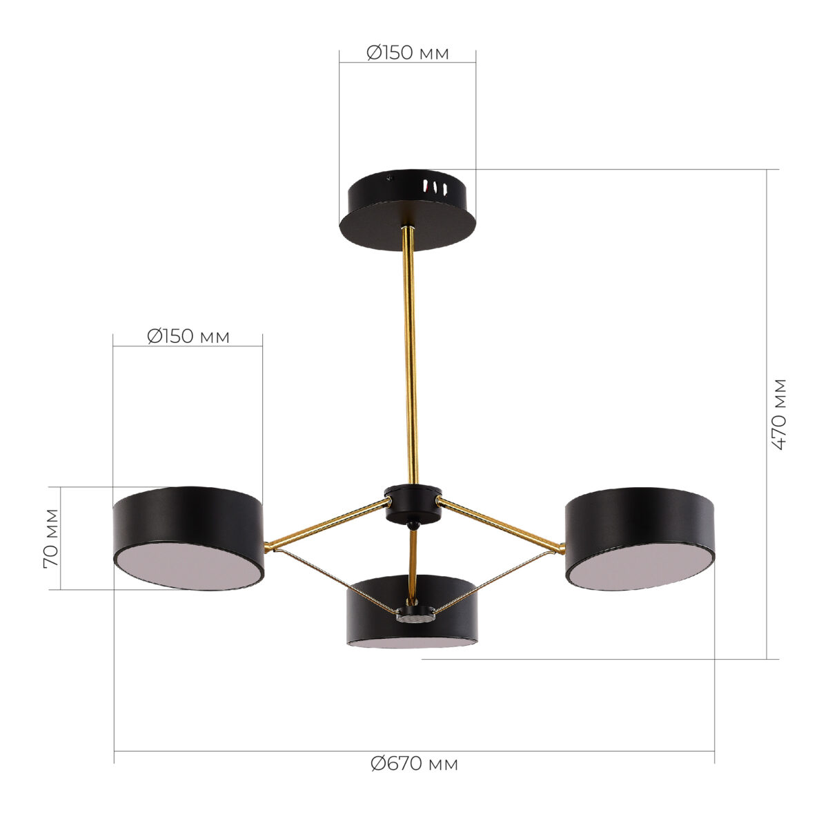 SLE6005-402-03 Светильник потолочный Черный, Золотистый/Черный LED 3*10W ВАЛЛЕ — изображение 4