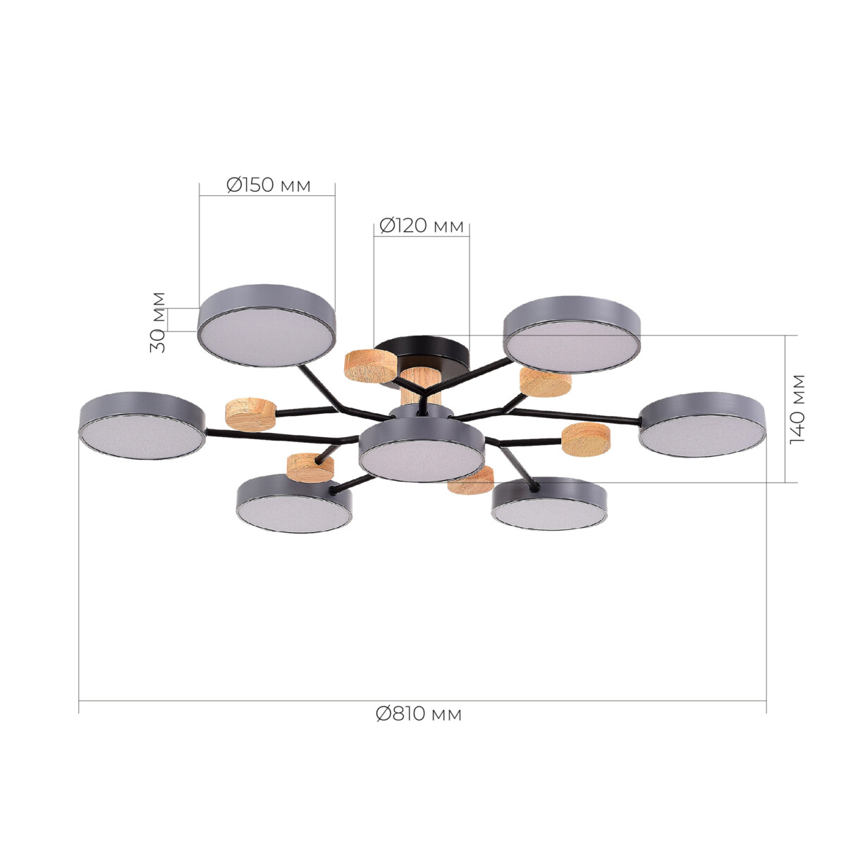 SLE6006-702-07 Светильник потолочный Серый/Серый LED 7*12W 3000K/4500K/6000K FAEMA — изображение 6