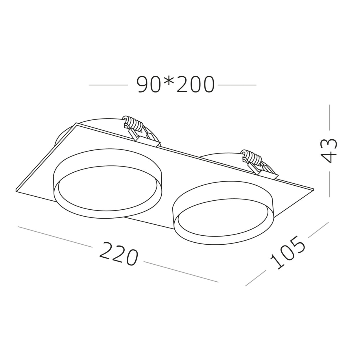 ST258.408.02 Св-к встр. Черный GX53 2*50W IP20 L220xW109xH43 220V Без ламп Встраиваемые светильники — изображение 4