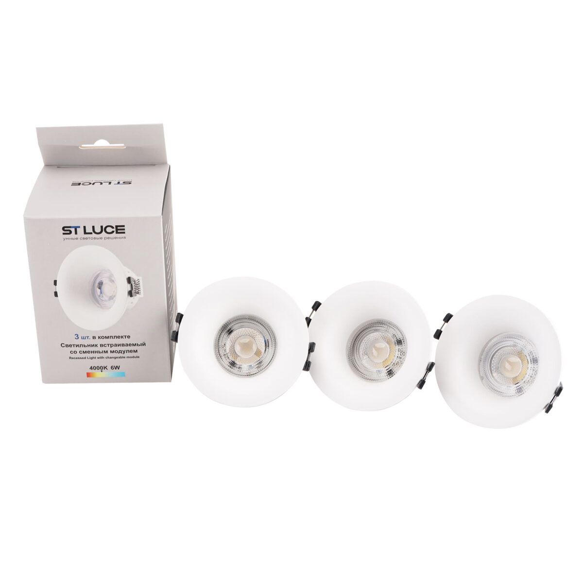 ST905.508.01_3 Светильник встраиваемый со сменным модулем ST-Luce белый/прозрачный LED 1*5.5W 4000K Встраиваемые светильники — изображение 1