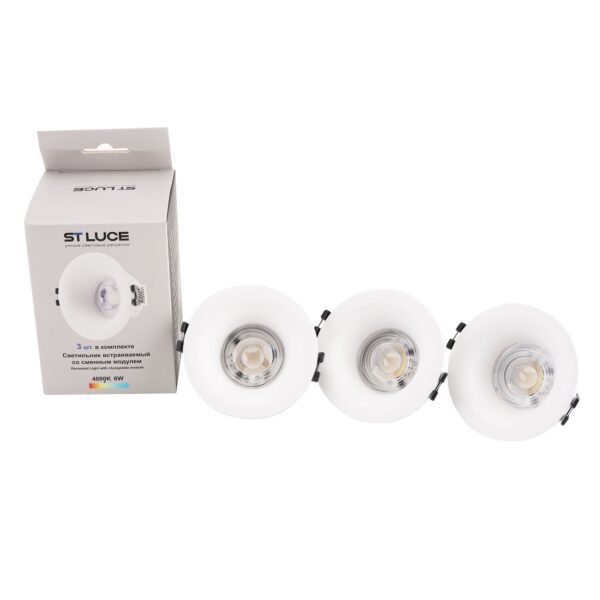 ST905.508.01_3 Светильник встраиваемый со сменным модулем ST-Luce белый/прозрачный LED 1*5.5W 4000K Встраиваемые светильники