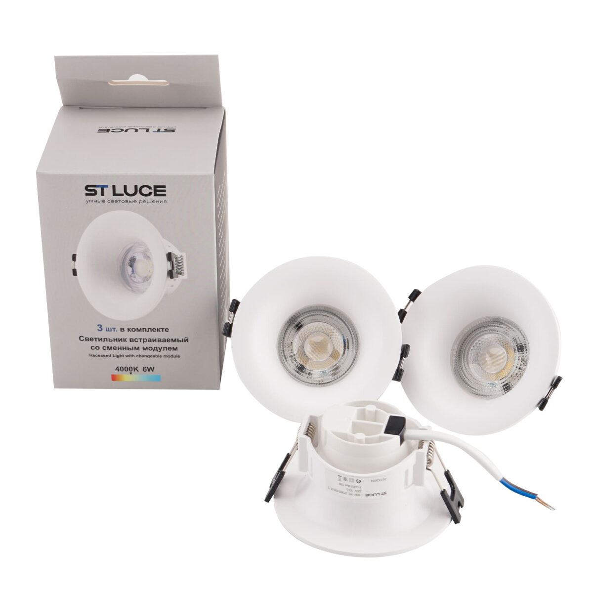 ST905.508.01_3 Светильник встраиваемый со сменным модулем ST-Luce белый/прозрачный LED 1*5.5W 4000K Встраиваемые светильники — изображение 7
