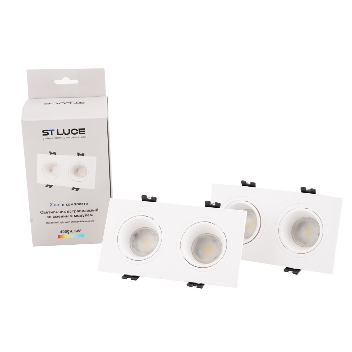 ST906.508.02_2 Светильник встраиваемый со сменным модулем ST-Luce белый/прозрачный LED 1*11.2W 4000K Встраиваемые светильники — изображение 1