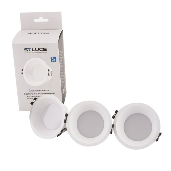 ST907.518.01_3 Светильник встраиваемый со сменным модулем ST-Luce белый/прозрачный LED 1*5.6W 4000K Встраиваемые светильники