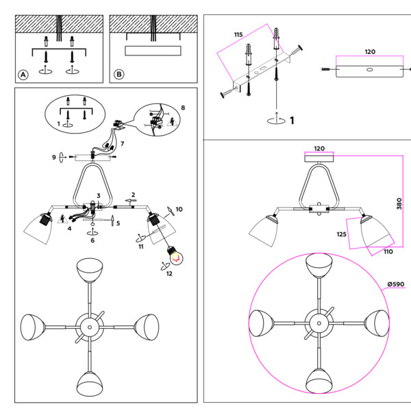 в наличии TR303291/4 WH/CH/FR белый/хром/белый матовый E27*4 max 60W D590*380 - купить в интернет-магазине Светильники Торг