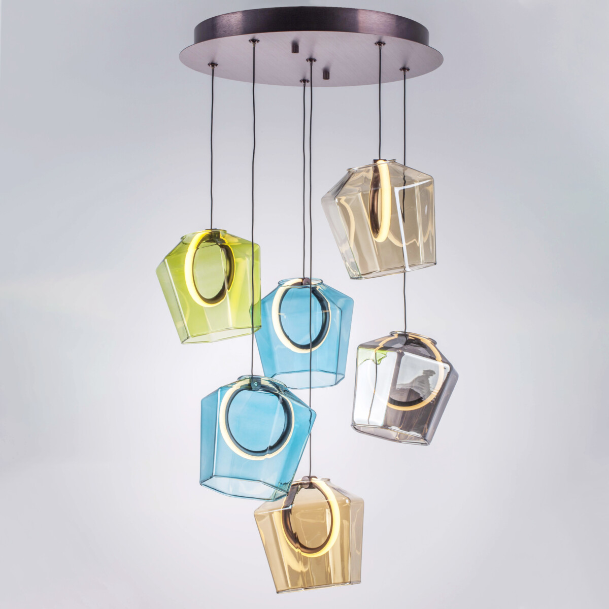 в наличии 796169 Люстра CARAMELLO LED 6х6W 700LM КОФЕЙНЫЙ/МУЛЬТИКОЛОР 3000K - купить в интернет-магазине Светильники Торг